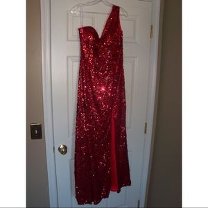 Red Sequin Formal Prom Dress
